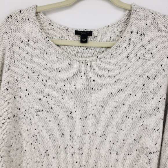 Ann‎ Taylor Speckled Flecked Pullover Sweater L Womens Relaxed Fit Cream - Picture 6 of 7